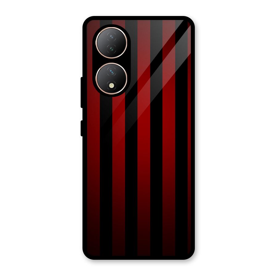 Red Black Stripes Glass Back Case for Vivo Y100A