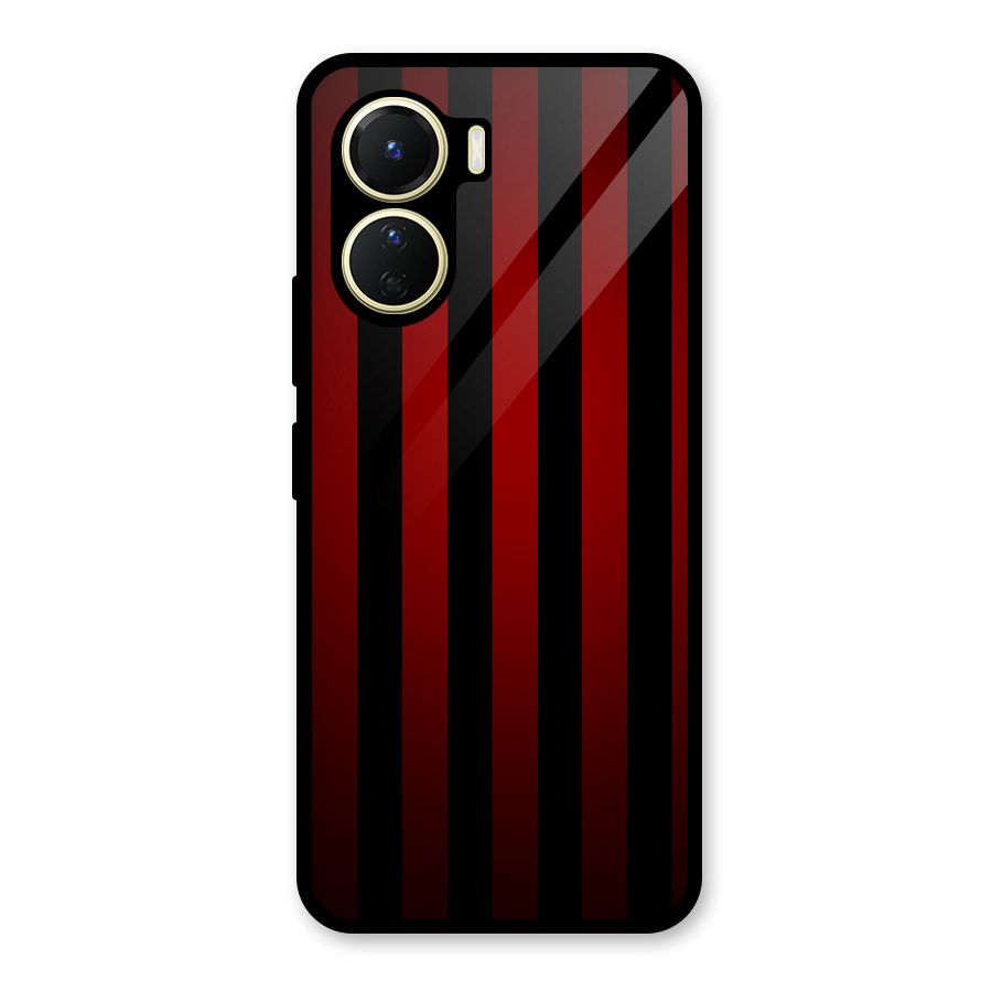 Red Black Stripes Glass Back Case for Vivo Y56