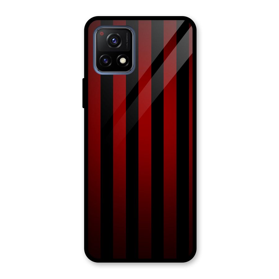 Red Black Stripes Glass Back Case for Vivo Y72 5G