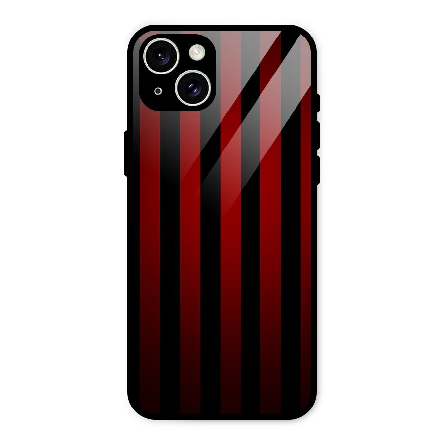 Red Black Stripes Glass Back Case for iPhone 15 Plus