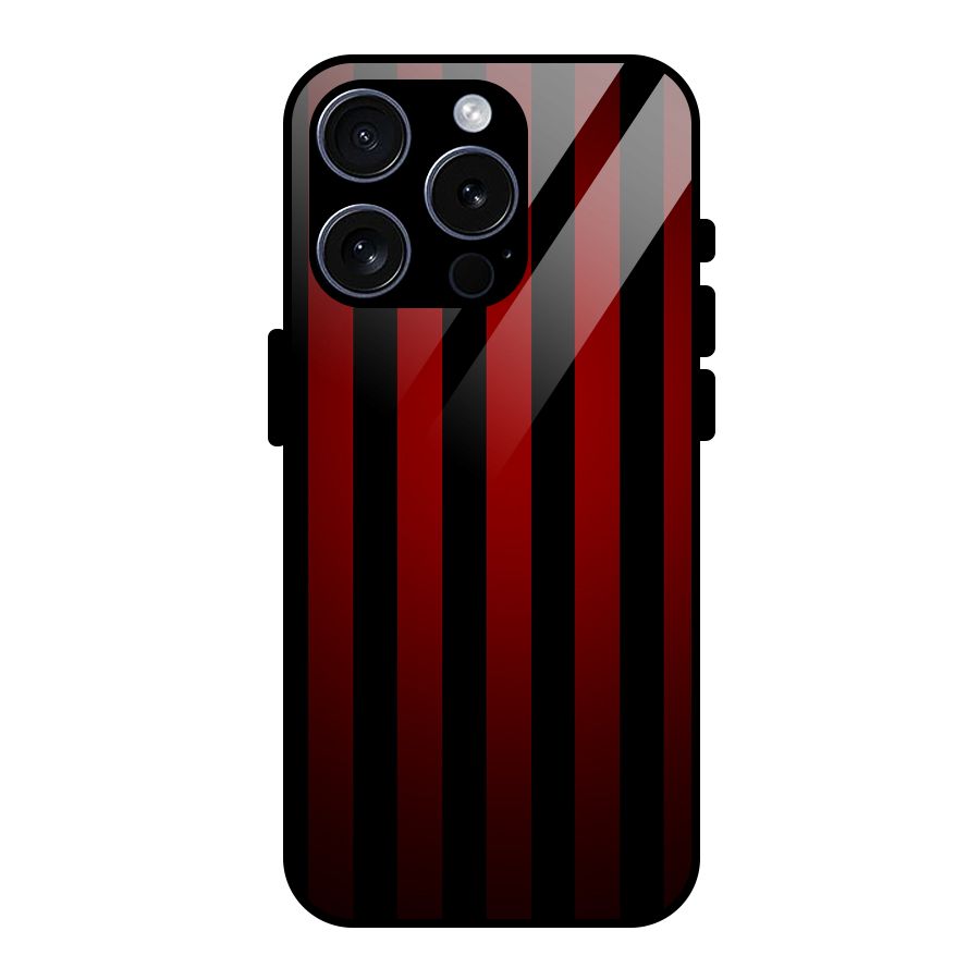 Red Black Stripes Glass Back Case for iPhone 15 Pro