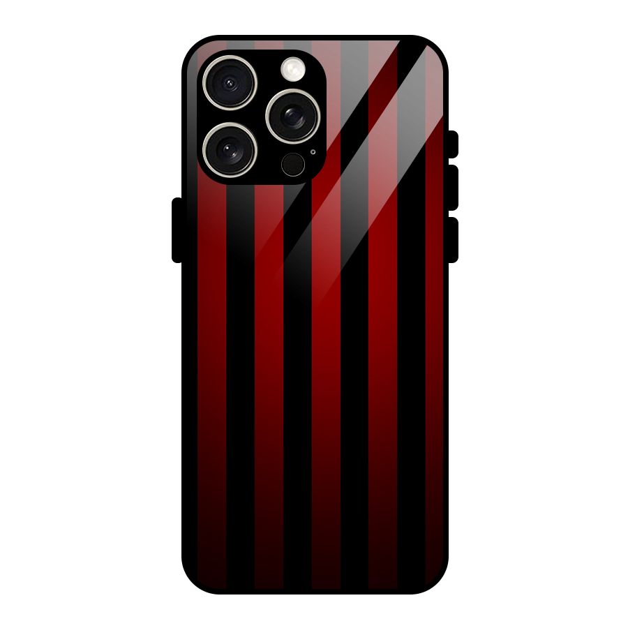 Red Black Stripes Glass Back Case for iPhone 15 Pro Max