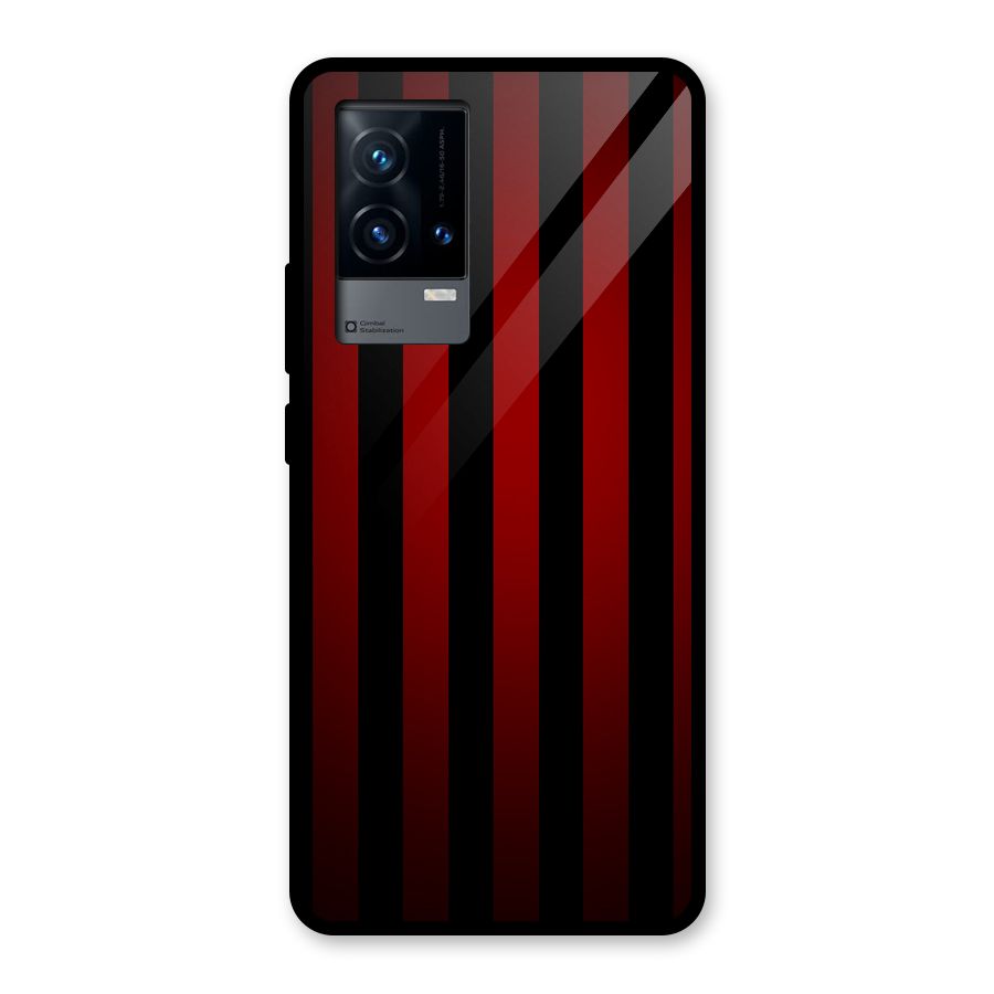 Red Black Stripes Glass Back Case for iQOO 9 5G