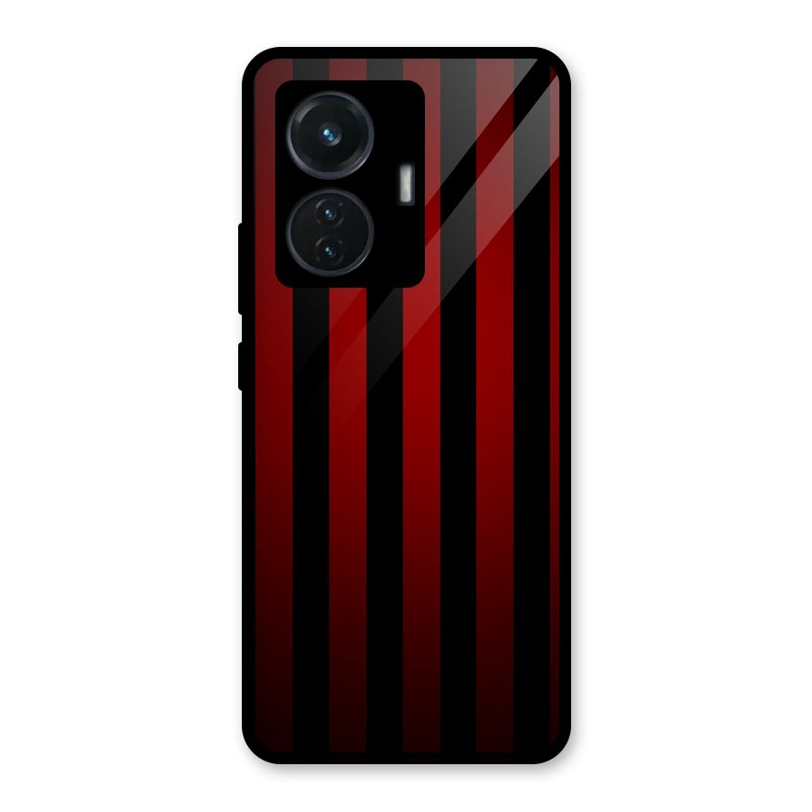 Red Black Stripes Glass Back Case for iQOO Z6 44W