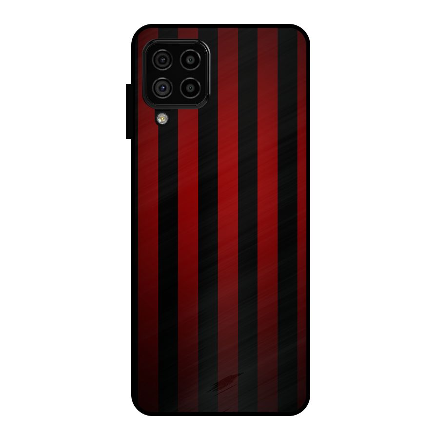Red Black Stripes Metal Back Case for Galaxy A22 4G