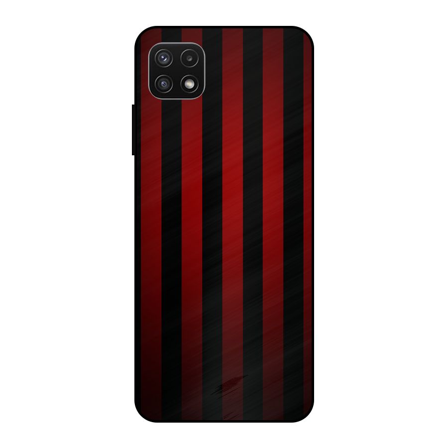 Red Black Stripes Metal Back Case for Galaxy A22 5G