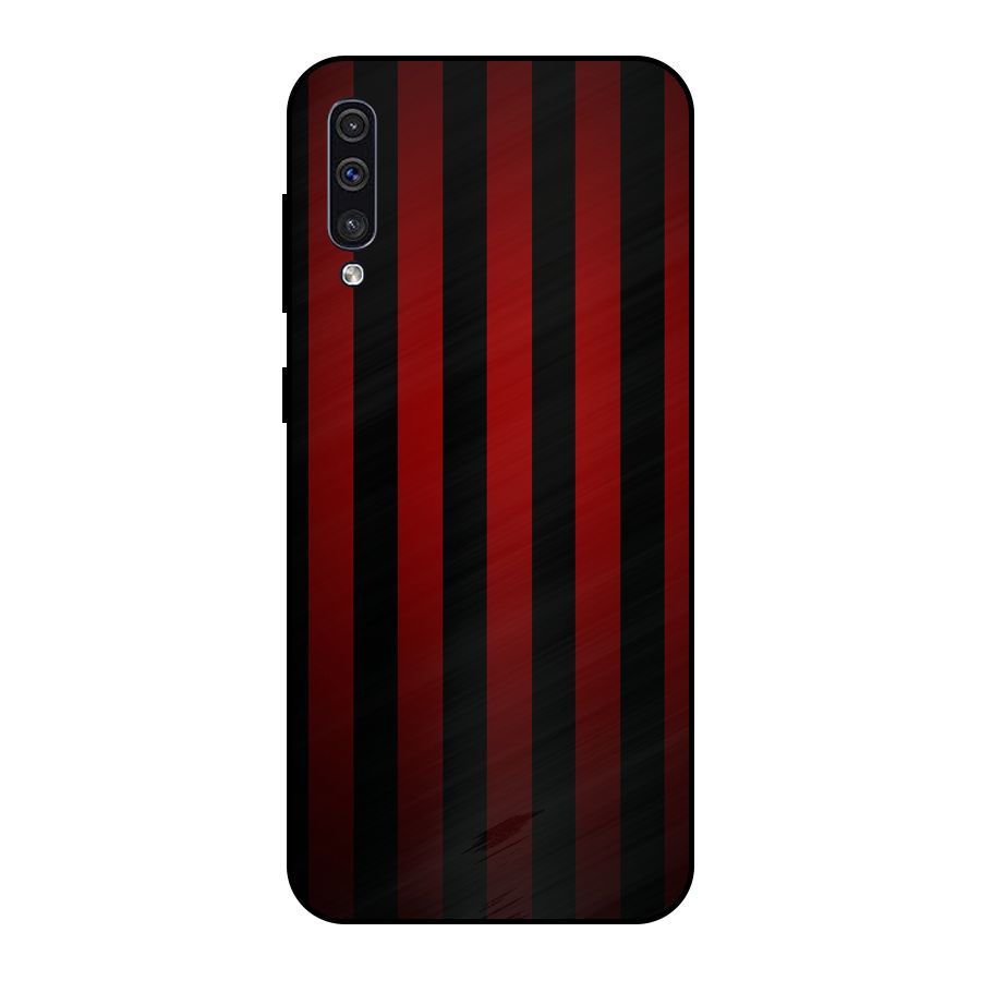 Red Black Stripes Metal Back Case for Galaxy A30s