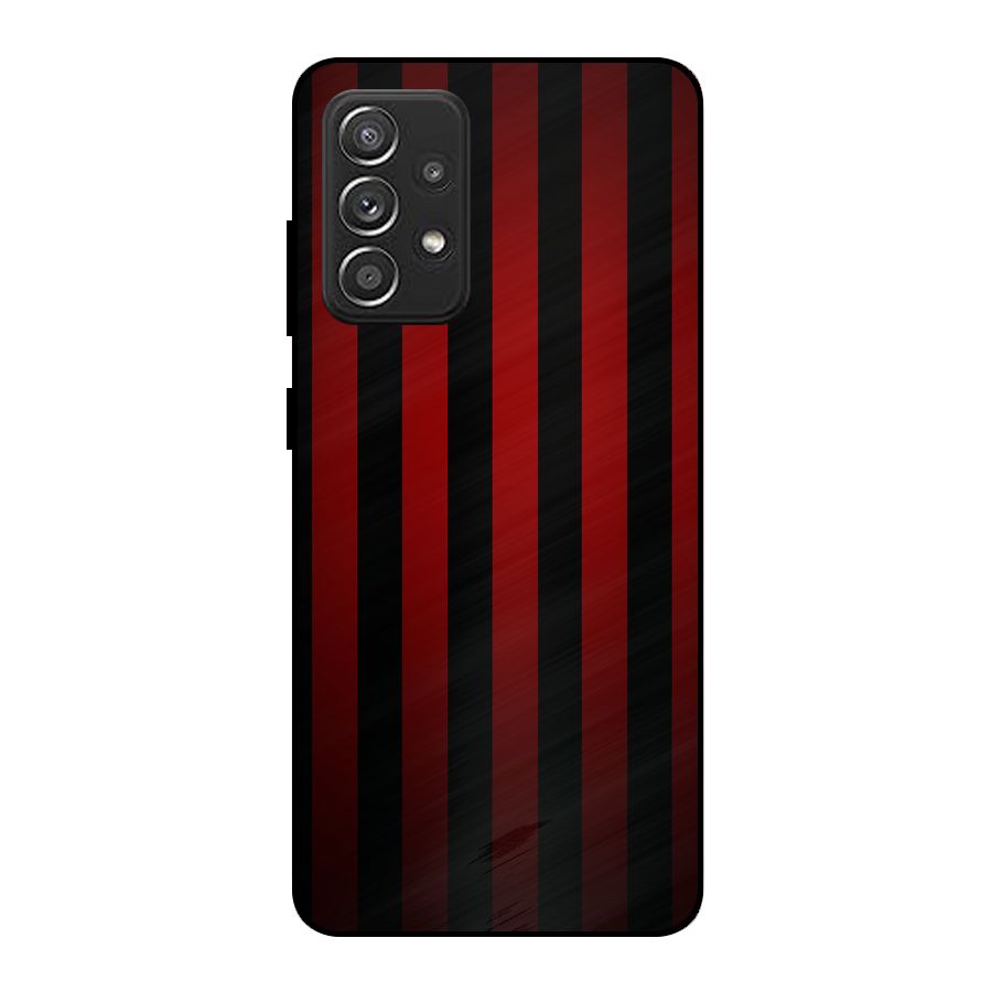 Red Black Stripes Metal Back Case for Galaxy A52s 5G