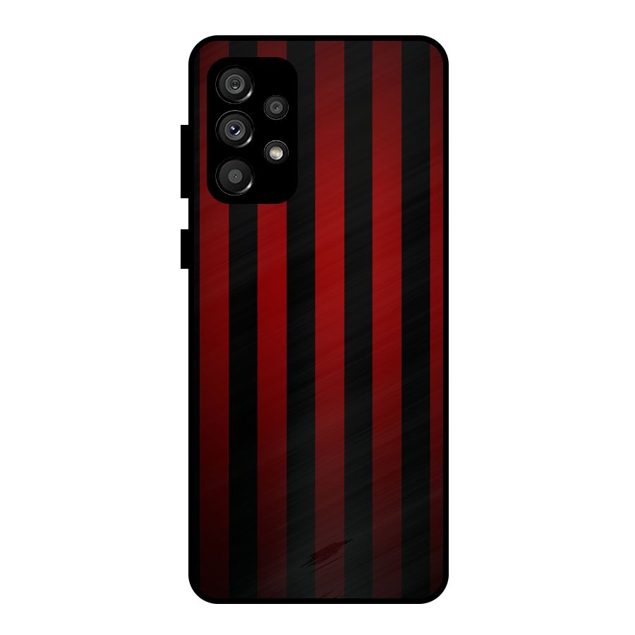 Red Black Stripes Metal Back Case for Galaxy A73 5G