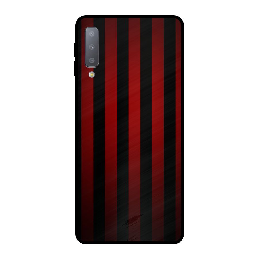 Red Black Stripes Metal Back Case for Galaxy A7 (2018)