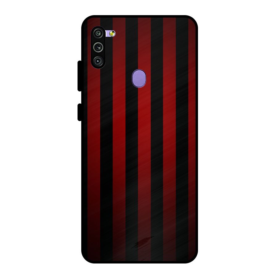 Red Black Stripes Metal Back Case for Galaxy M11