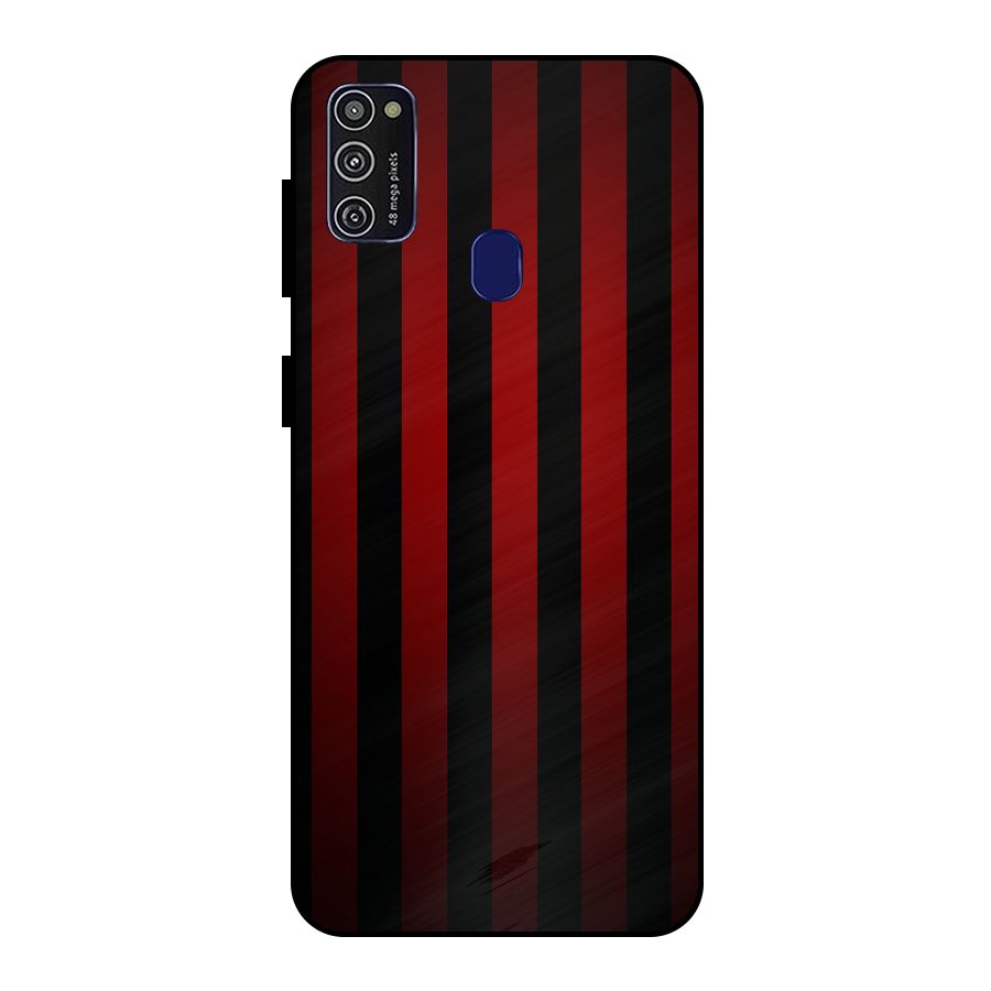 Red Black Stripes Metal Back Case for Galaxy M21
