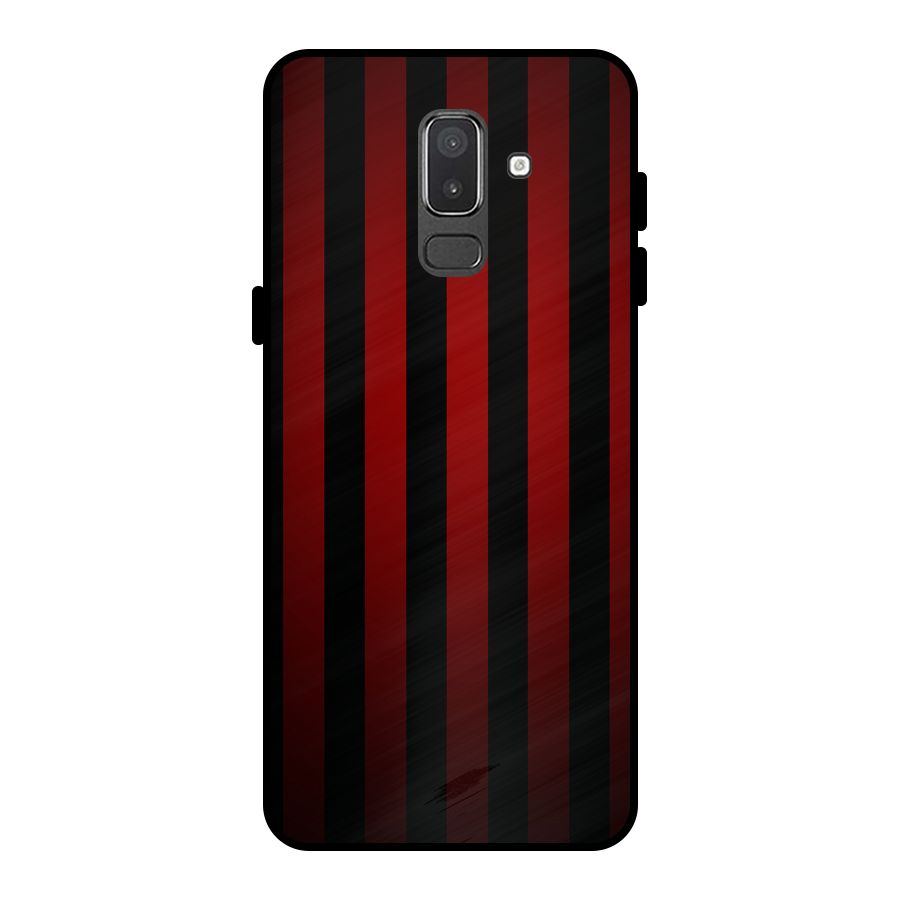 Red Black Stripes Metal Back Case for Galaxy On8 (2018)