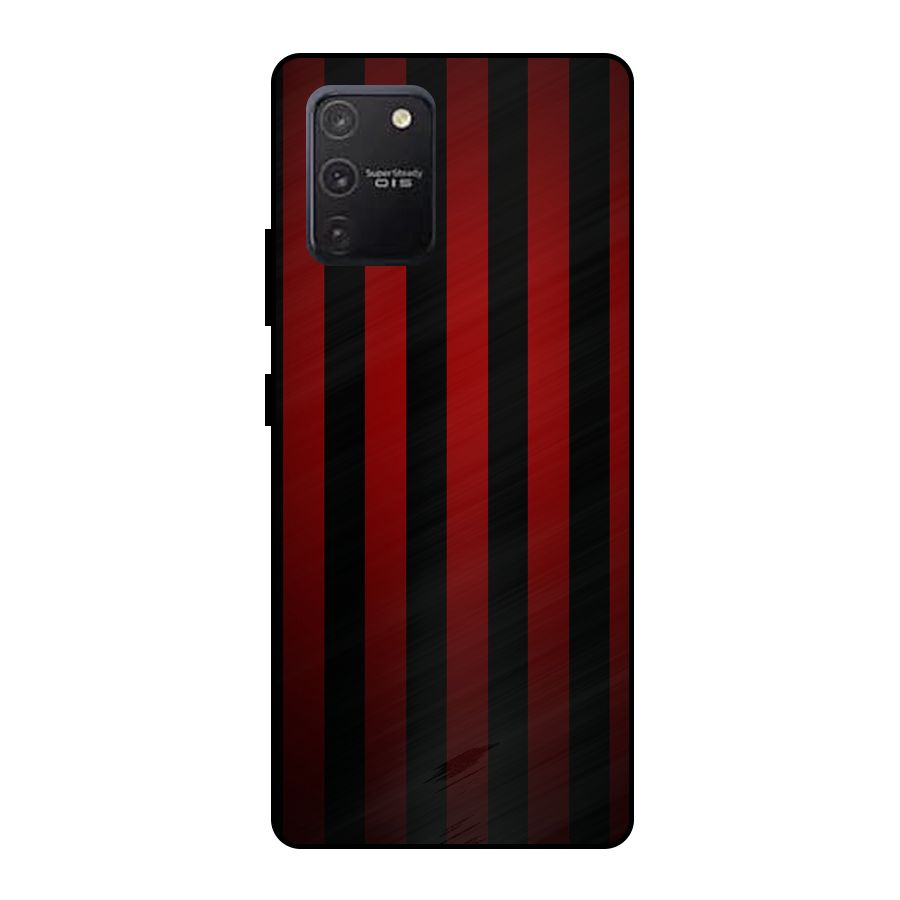 Red Black Stripes Metal Back Case for Galaxy S10 Lite