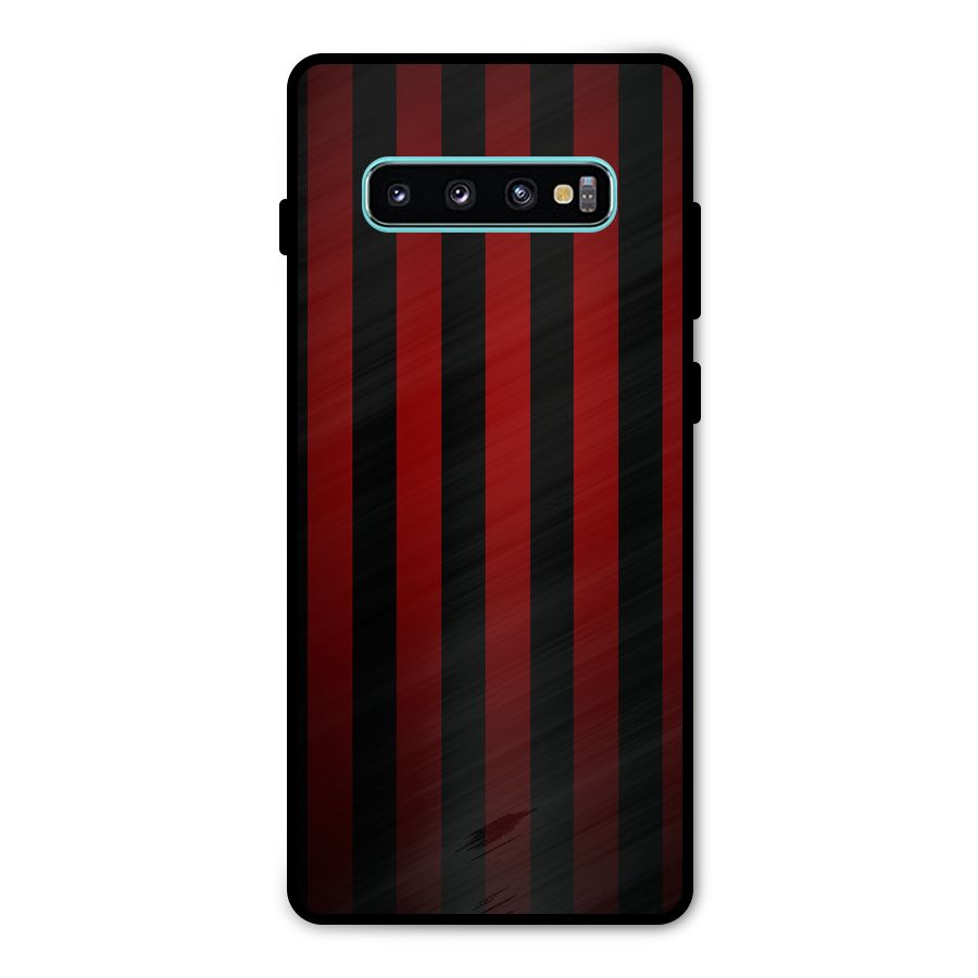 Red Black Stripes Metal Back Case for Galaxy S10 Plus