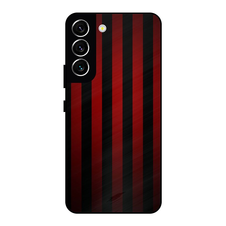 Red Black Stripes Metal Back Case for Galaxy S22 5G