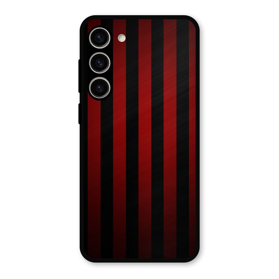 Red Black Stripes Metal Back Case for Galaxy S23 Plus