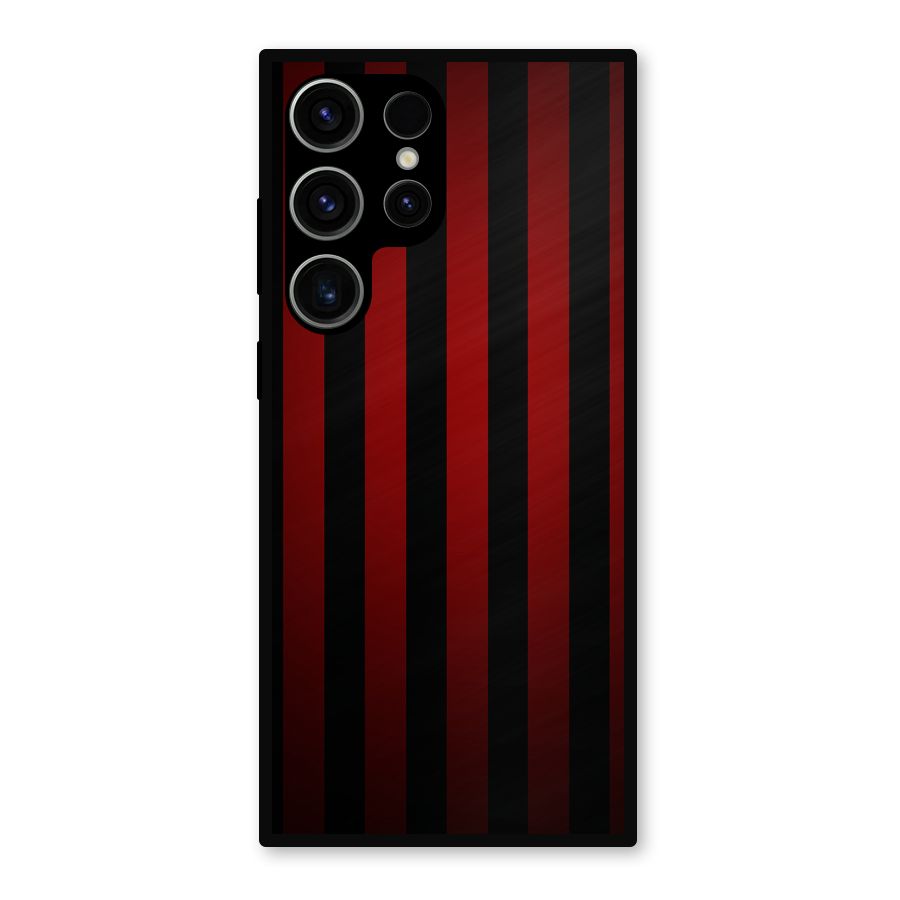 Red Black Stripes Metal Back Case for Galaxy S23 Ultra