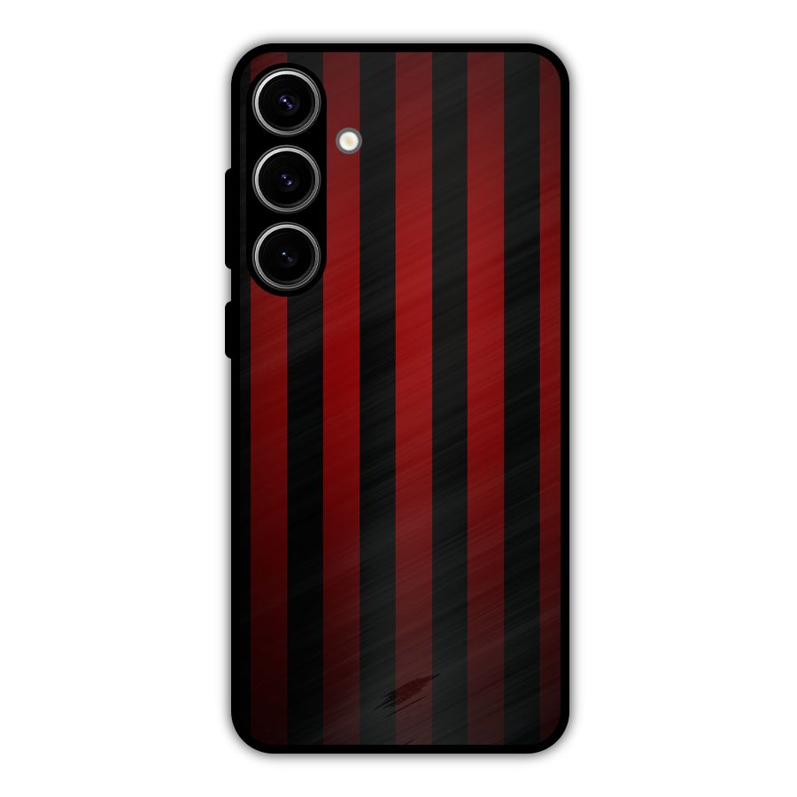 Red Black Stripes Metal Back Case for Galaxy S24 Plus