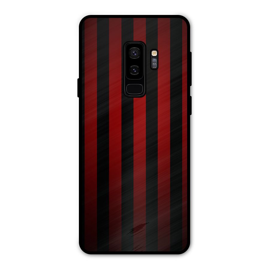 Red Black Stripes Metal Back Case for Galaxy S9 Plus