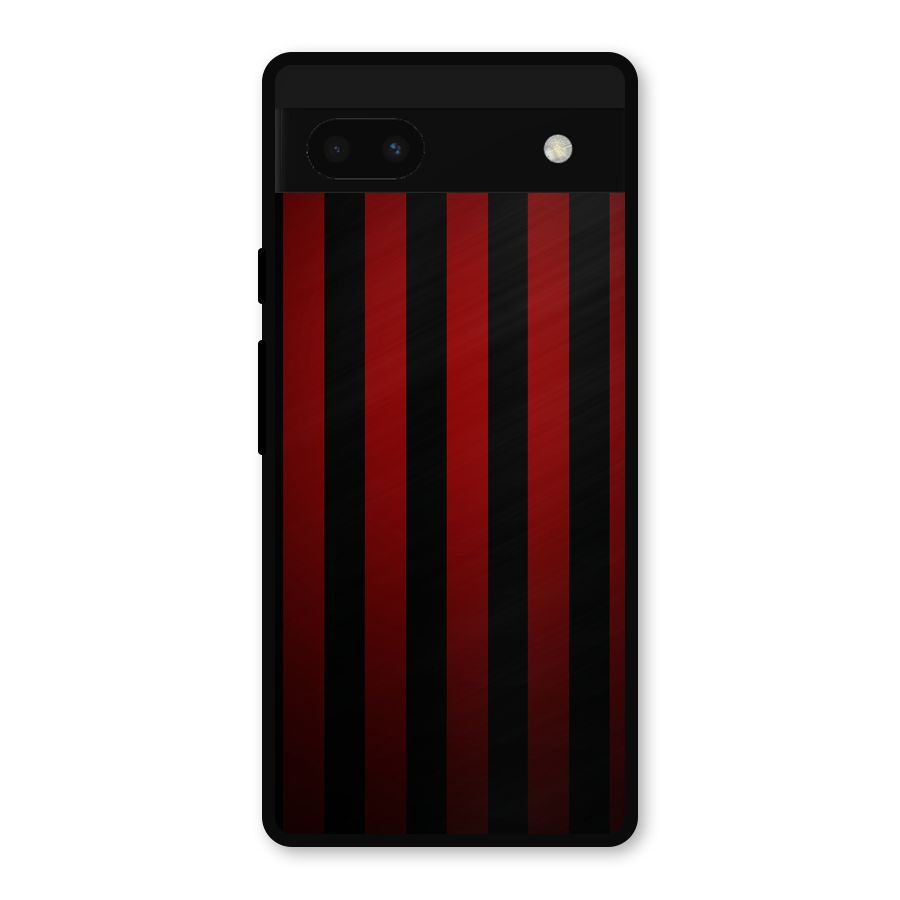 Red Black Stripes Metal Back Case for Google Pixel 6a