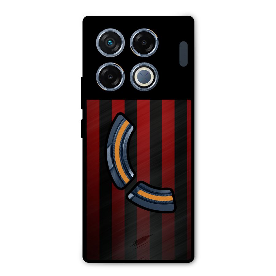Red Black Stripes Metal Back Case for Infinix GT 20 Pro