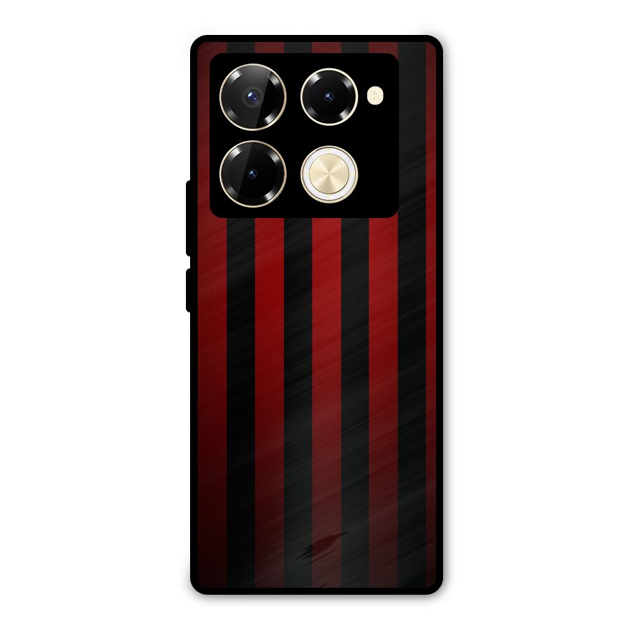 Red Black Stripes Metal Back Case for Infinix Note 40 Pro Plus
