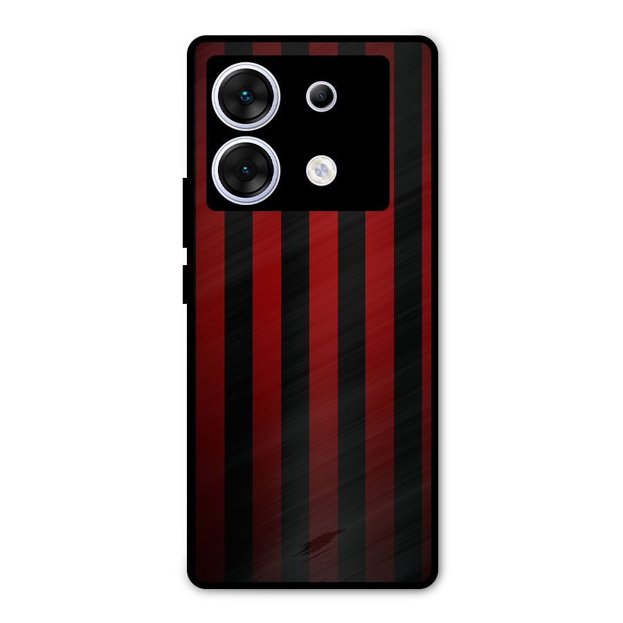 Red Black Stripes Metal Back Case for Infinix Zero 30 5G