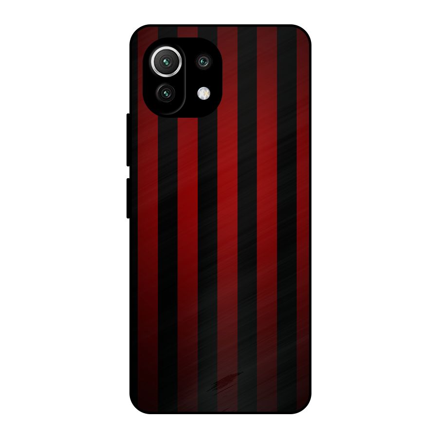 Red Black Stripes Metal Back Case for Mi 11 Lite