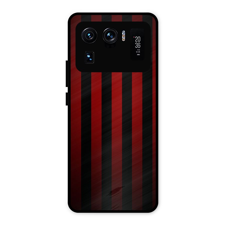 Red Black Stripes Metal Back Case for Mi 11 Ultra