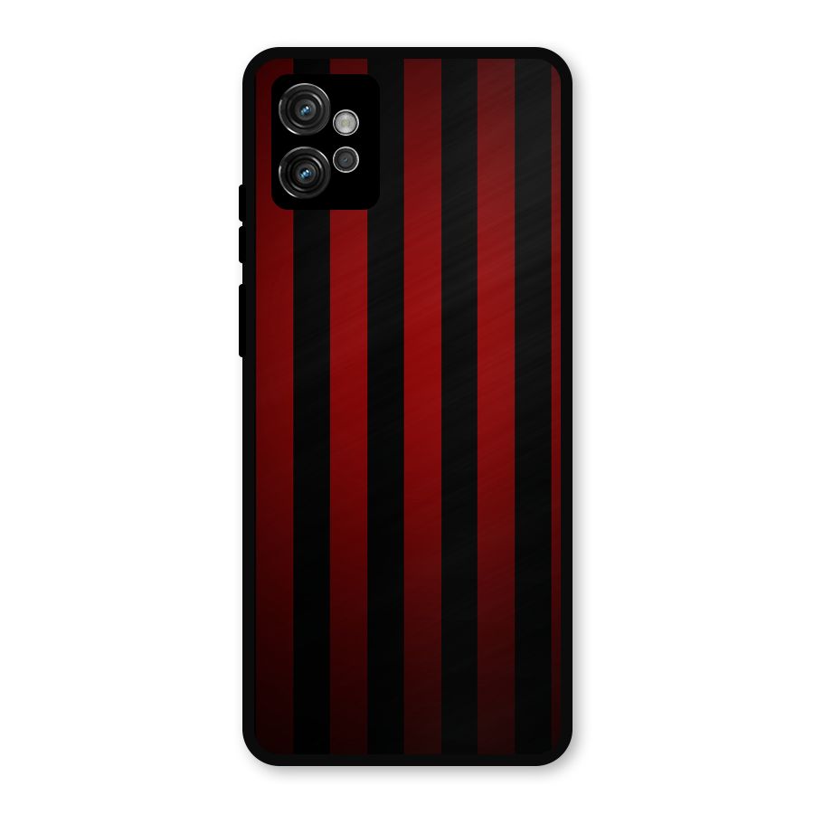 Red Black Stripes Metal Back Case for Moto G32