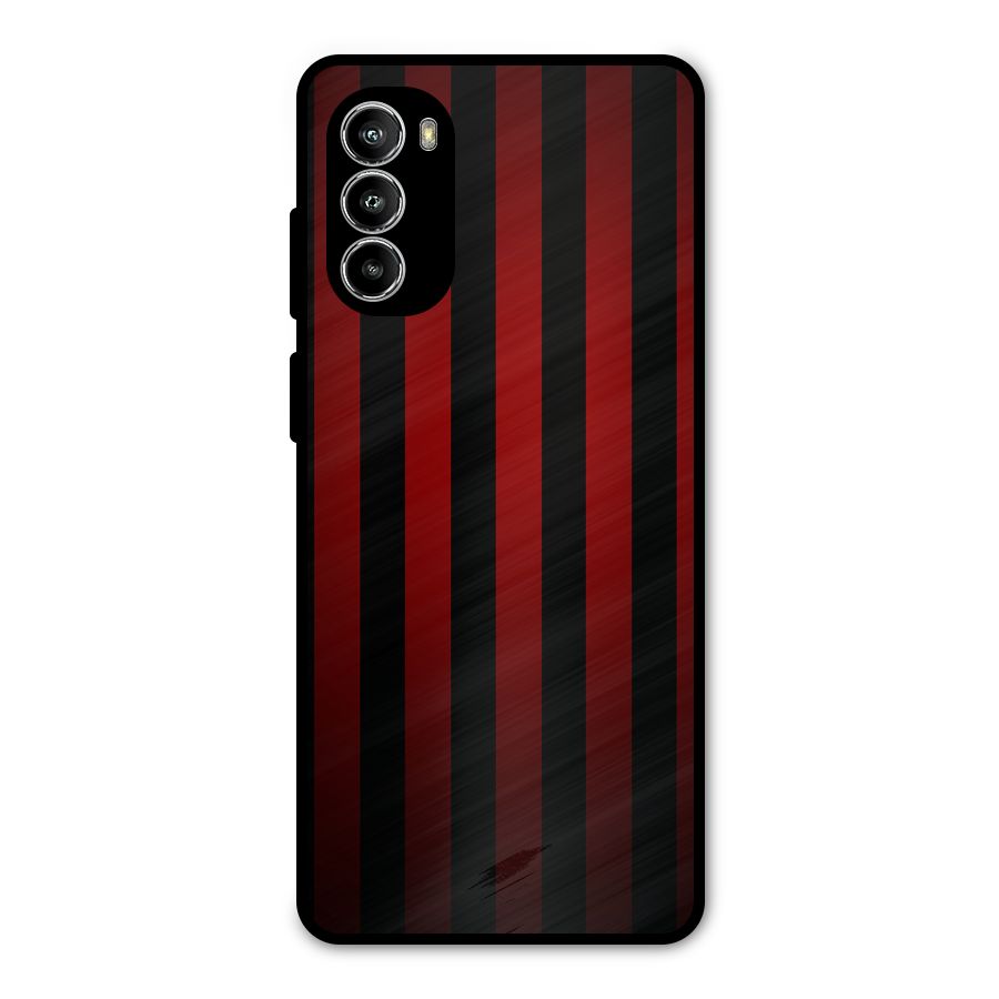 Red Black Stripes Metal Back Case for Moto G52