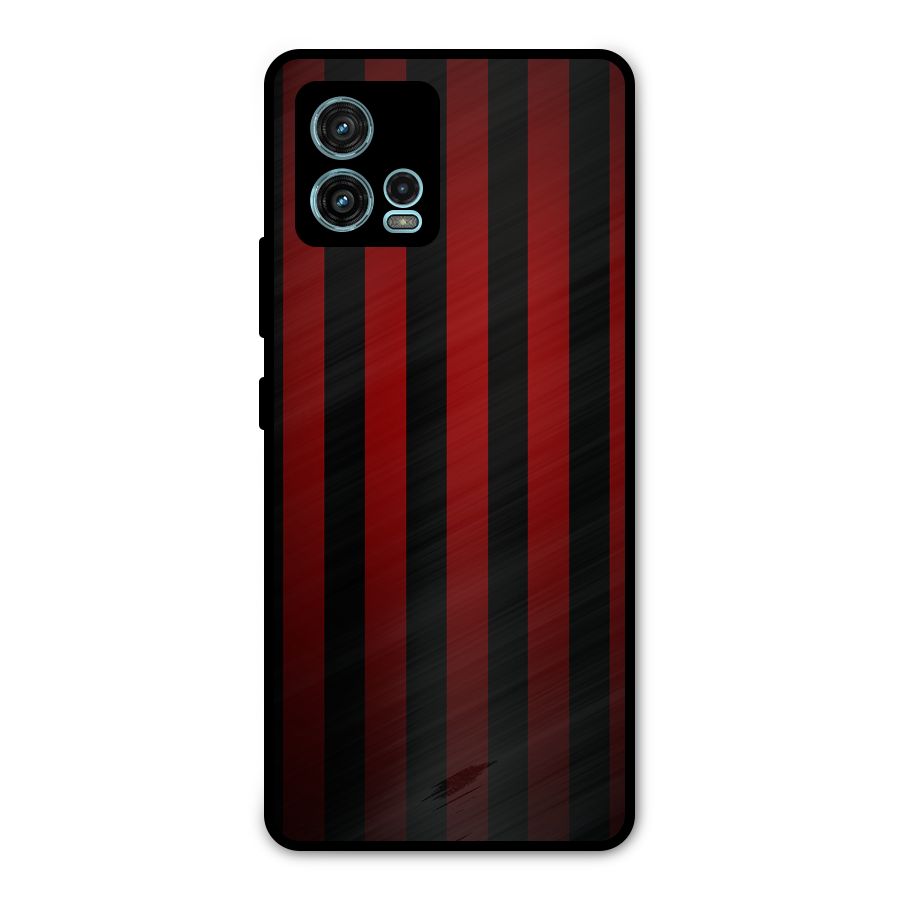 Red Black Stripes Metal Back Case for Moto G72