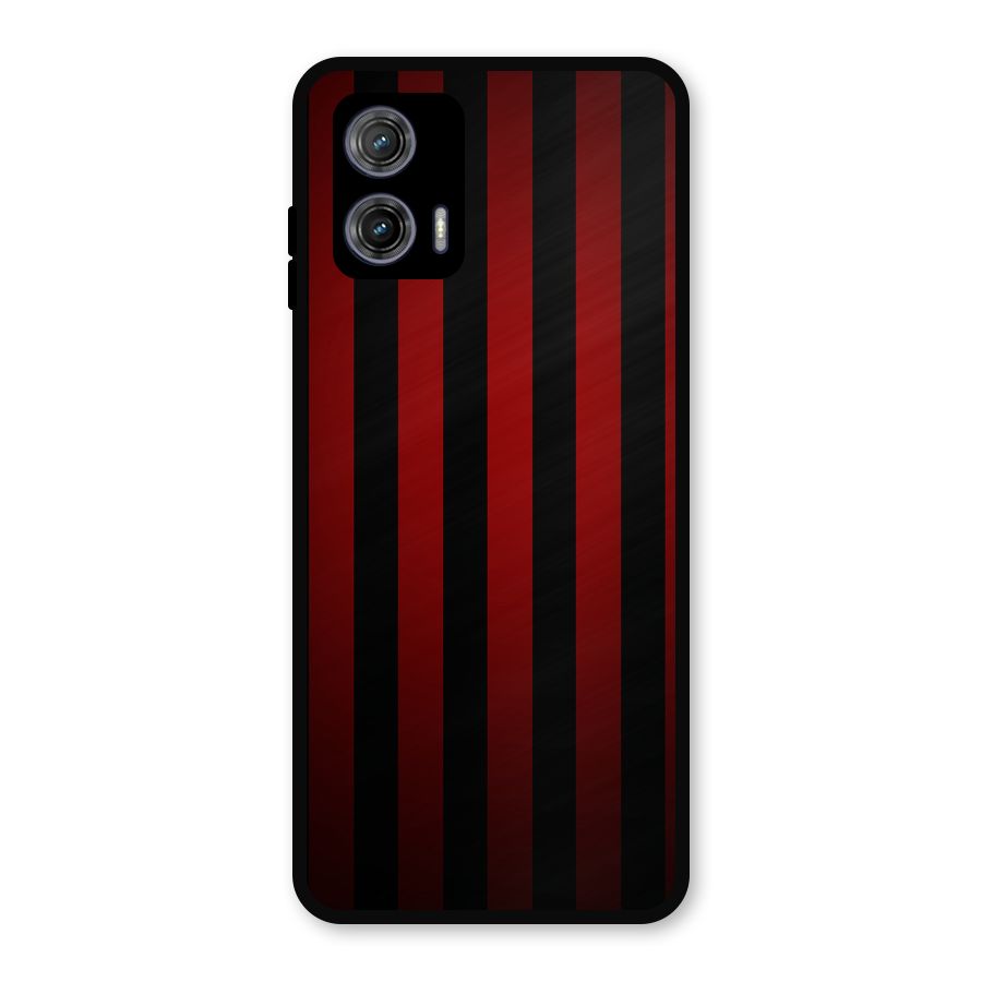 Red Black Stripes Metal Back Case for Moto G73