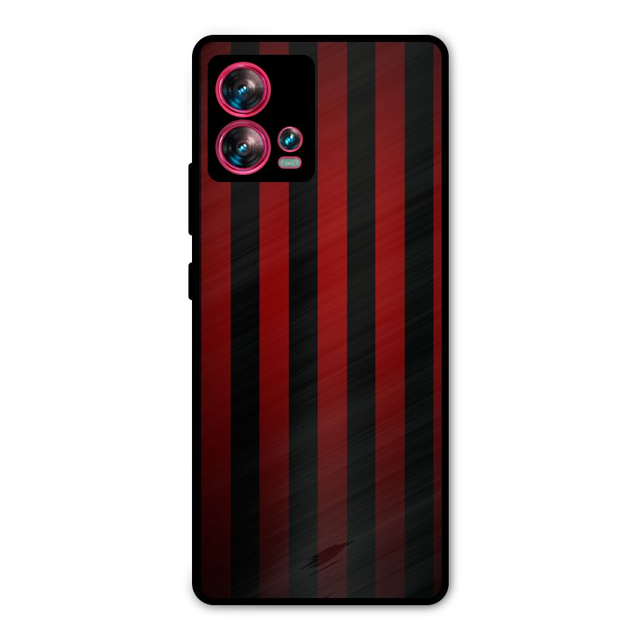 Red Black Stripes Metal Back Case for Motorola Edge 30 Fusion