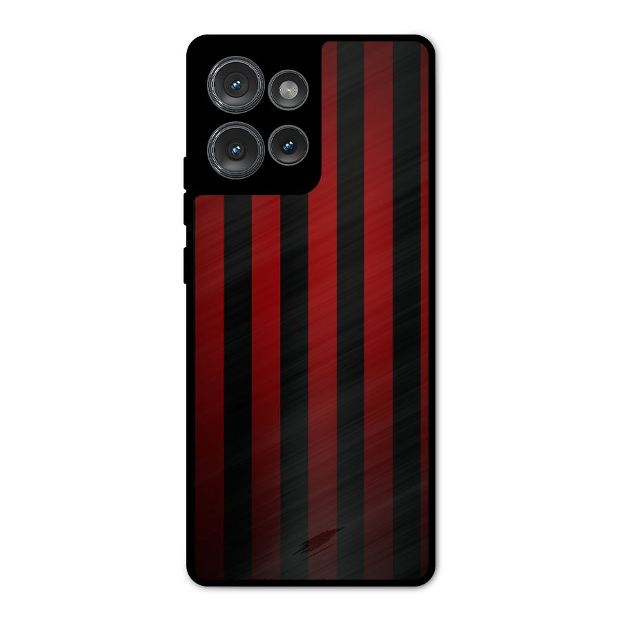 Red Black Stripes Metal Back Case for Motorola Edge 50