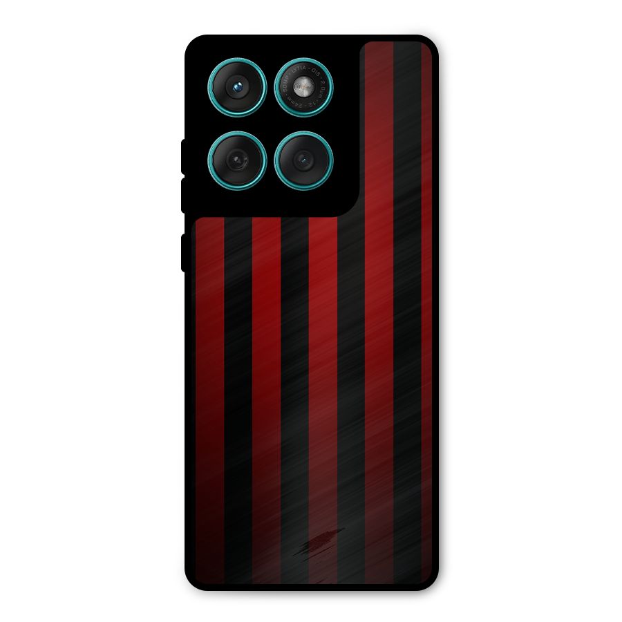 Red Black Stripes Metal Back Case for Motorola Edge 60 Fusion