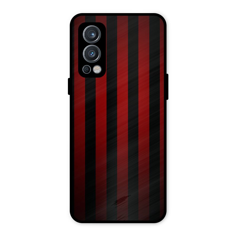 Red Black Stripes Metal Back Case for OnePlus Nord 2 5G