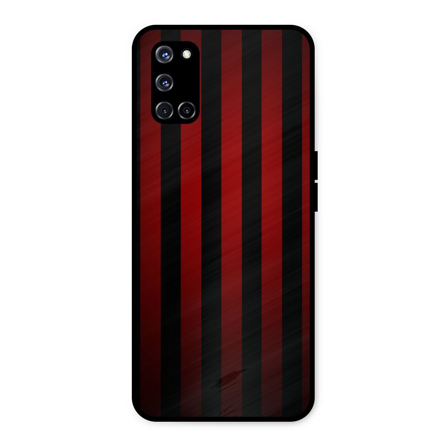 Red Black Stripes Metal Back Case for Oppo A52