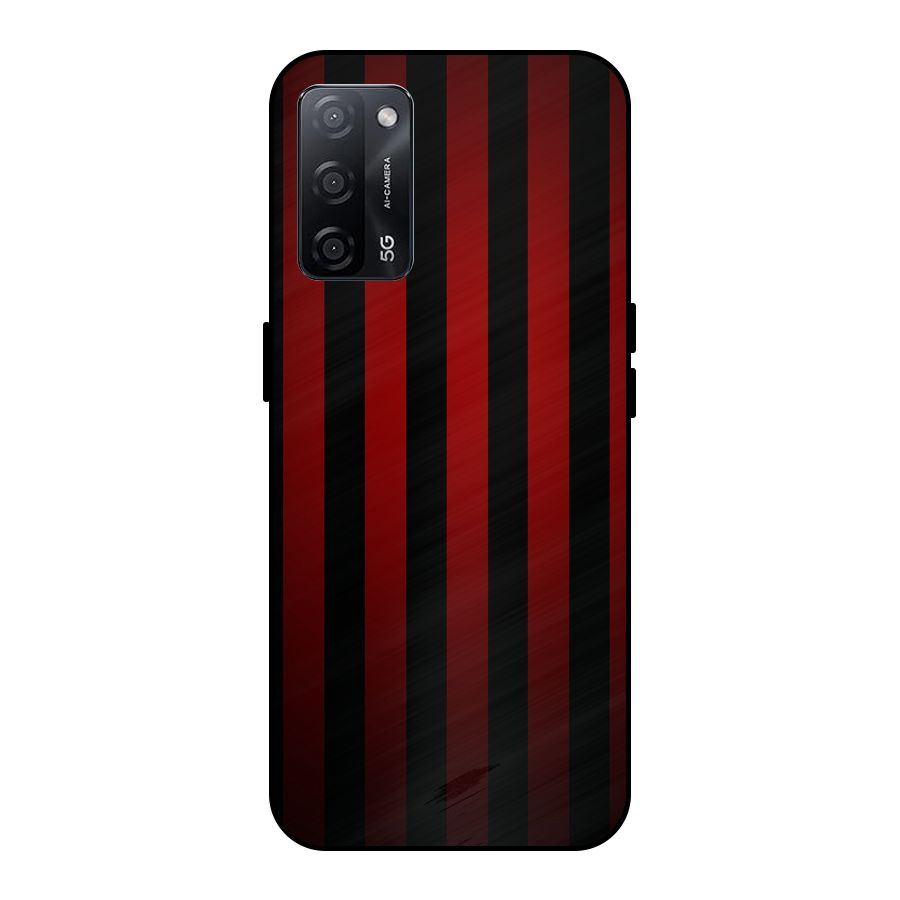 Red Black Stripes Metal Back Case for Oppo A53s 5G