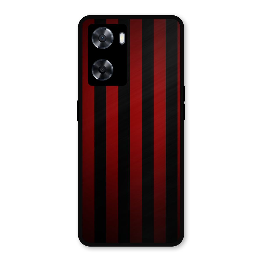 Red Black Stripes Metal Back Case for Oppo A77s