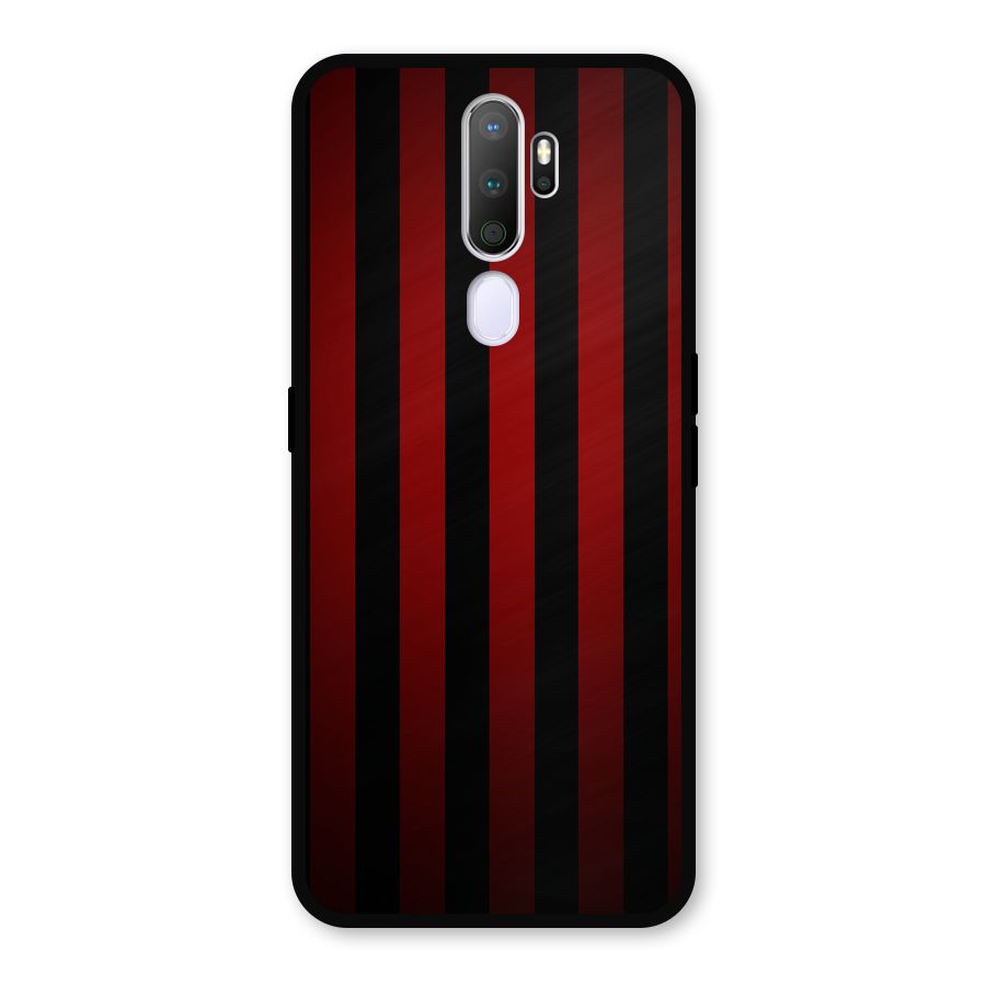 Red Black Stripes Metal Back Case for Oppo A9 (2020)