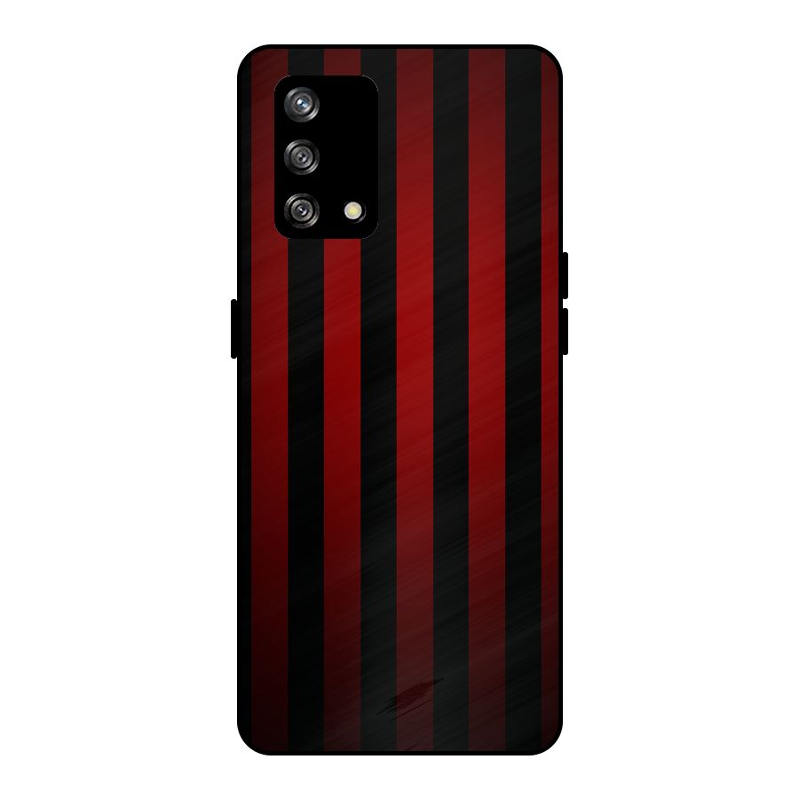 Red Black Stripes Metal Back Case for Oppo F19