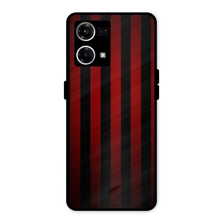Red Black Stripes Metal Back Case for Oppo F21 Pro 4G