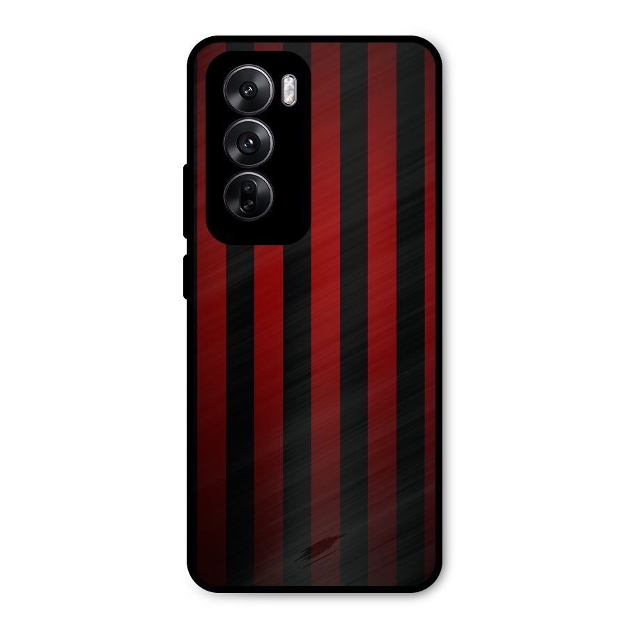 Red Black Stripes Metal Back Case for Oppo Reno12