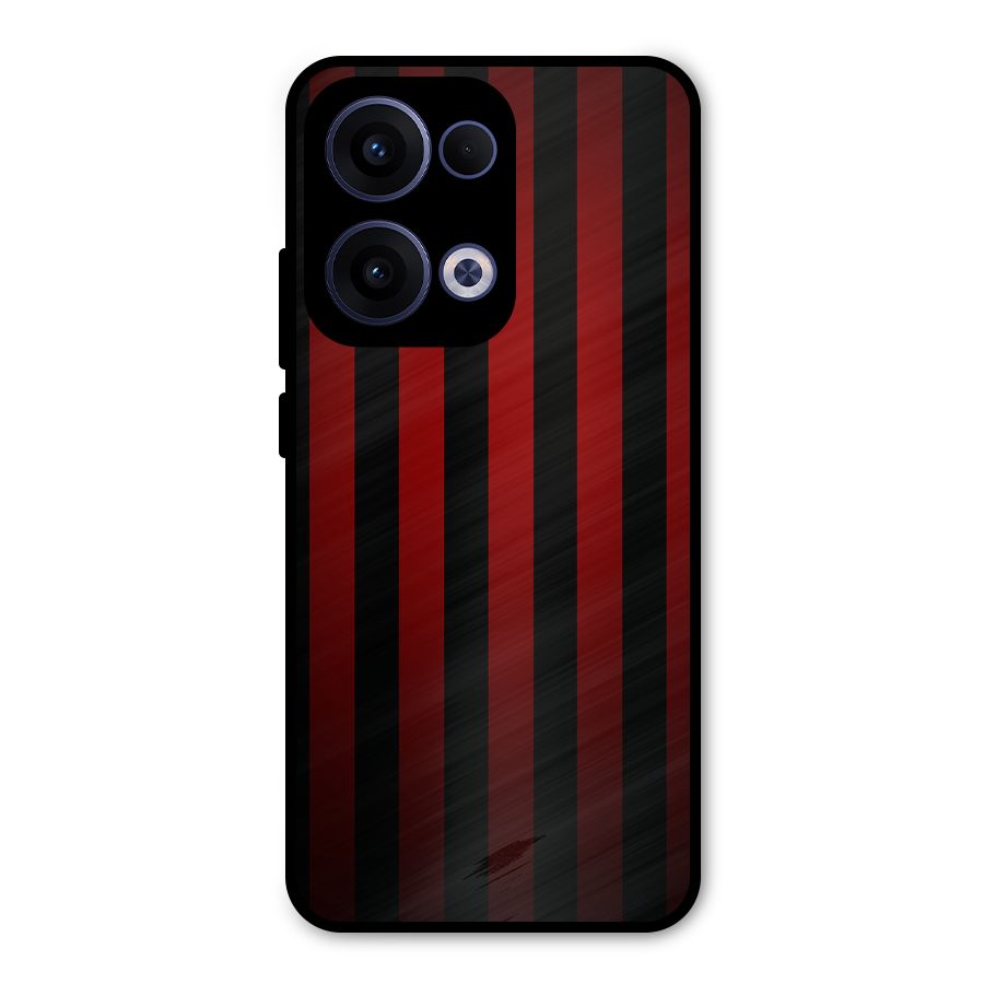 Red Black Stripes Metal Back Case for Oppo Reno13