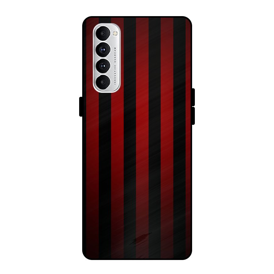 Red Black Stripes Metal Back Case for Oppo Reno4 Pro