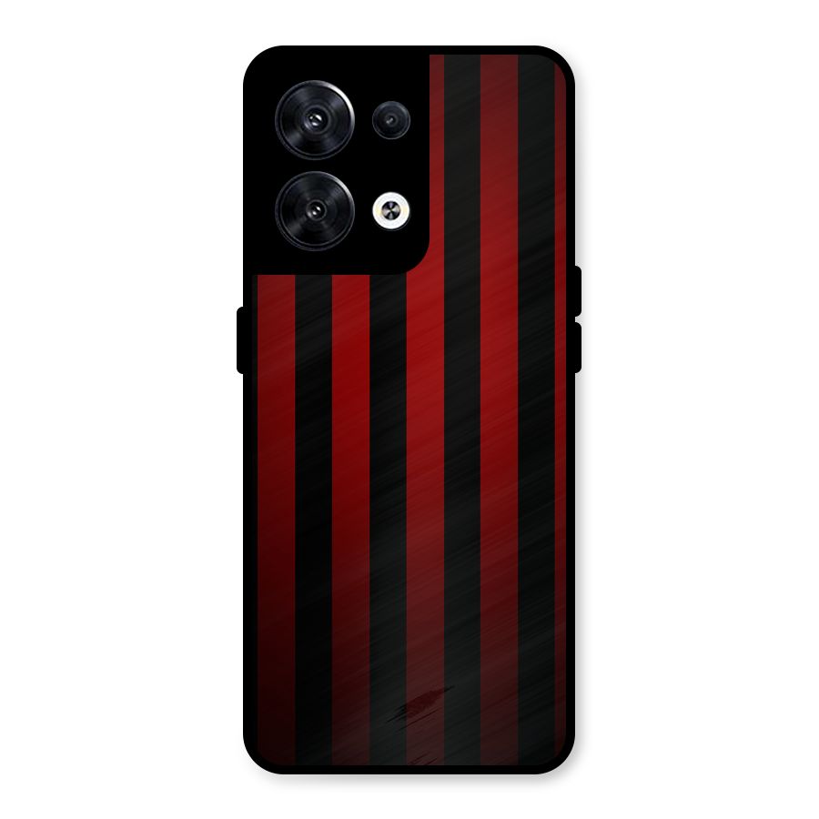 Red Black Stripes Metal Back Case for Oppo Reno8 5G