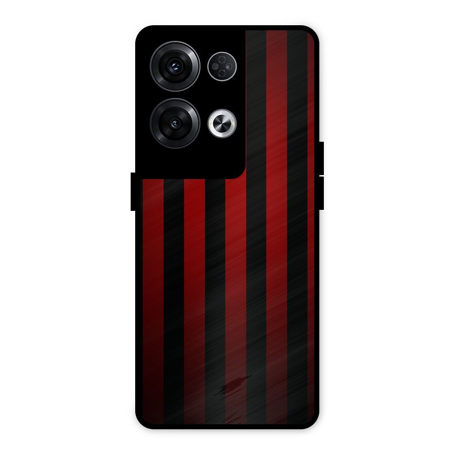 Red Black Stripes Metal Back Case for Oppo Reno8 Pro 5G