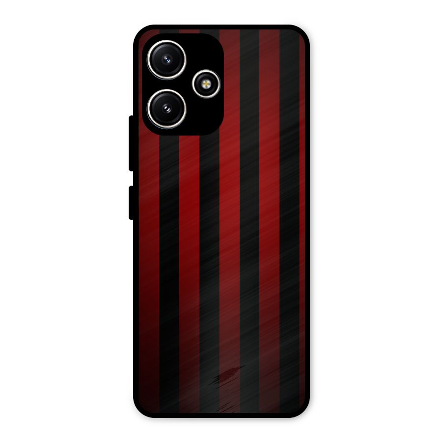 Red Black Stripes Metal Back Case for Poco M6 Pro